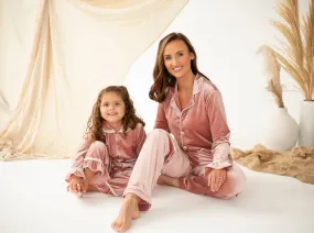 Ladies Luxe Blush Pink Velour Pyjamas