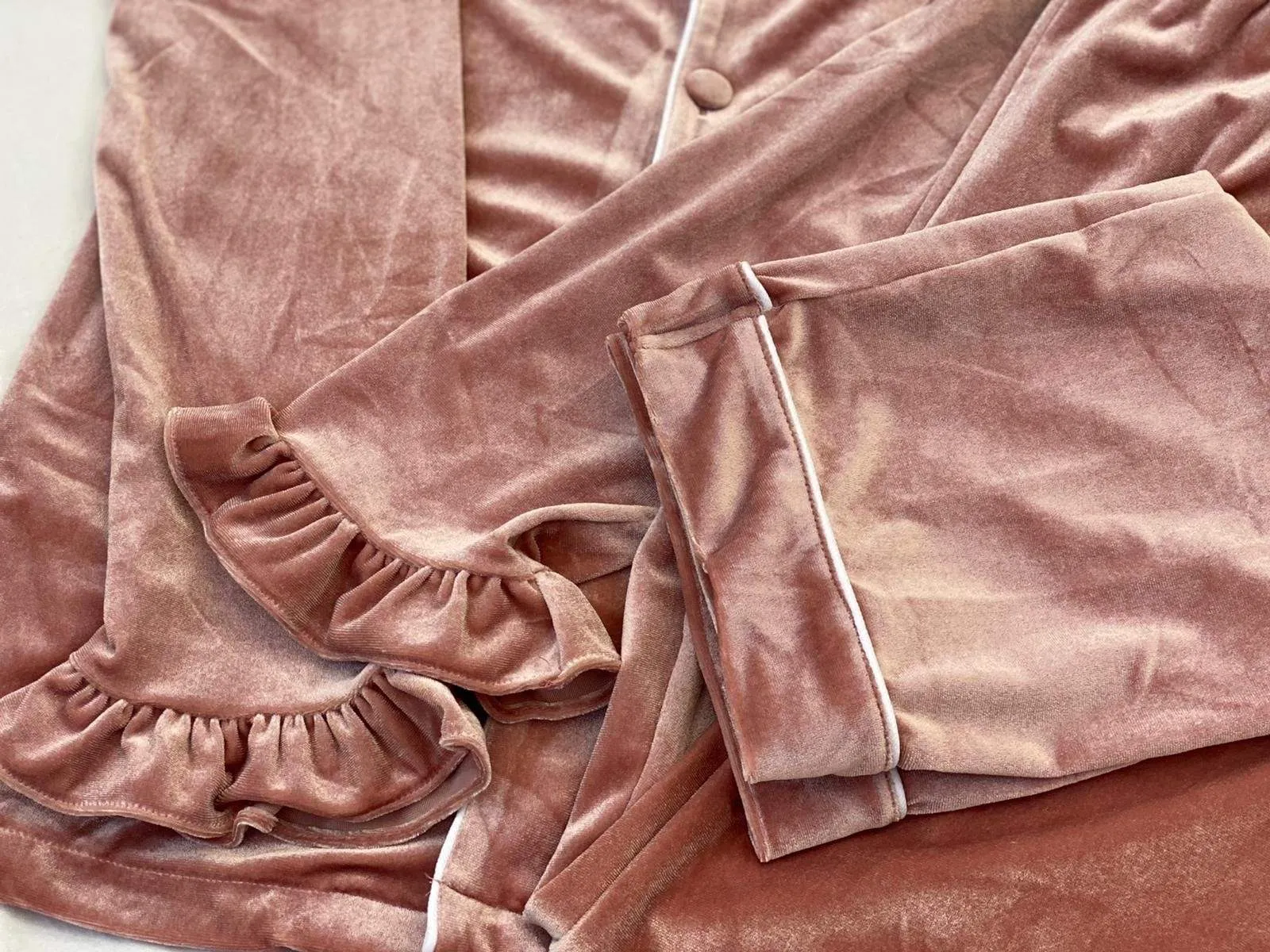 Ladies Luxe Blush Pink Velour Pyjamas