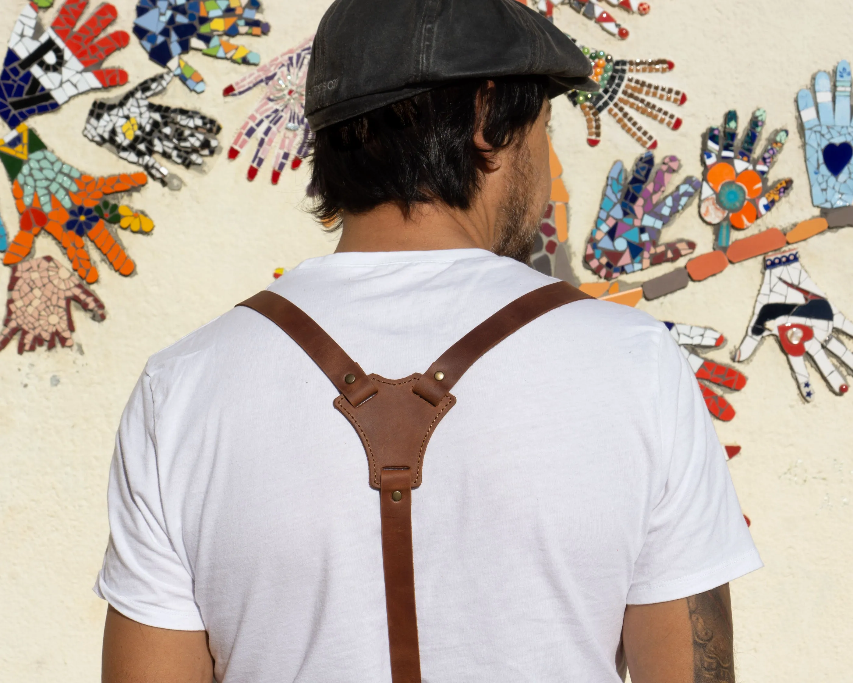 Leather suspenders for jeans | leather suspenders with trigger snap or clip