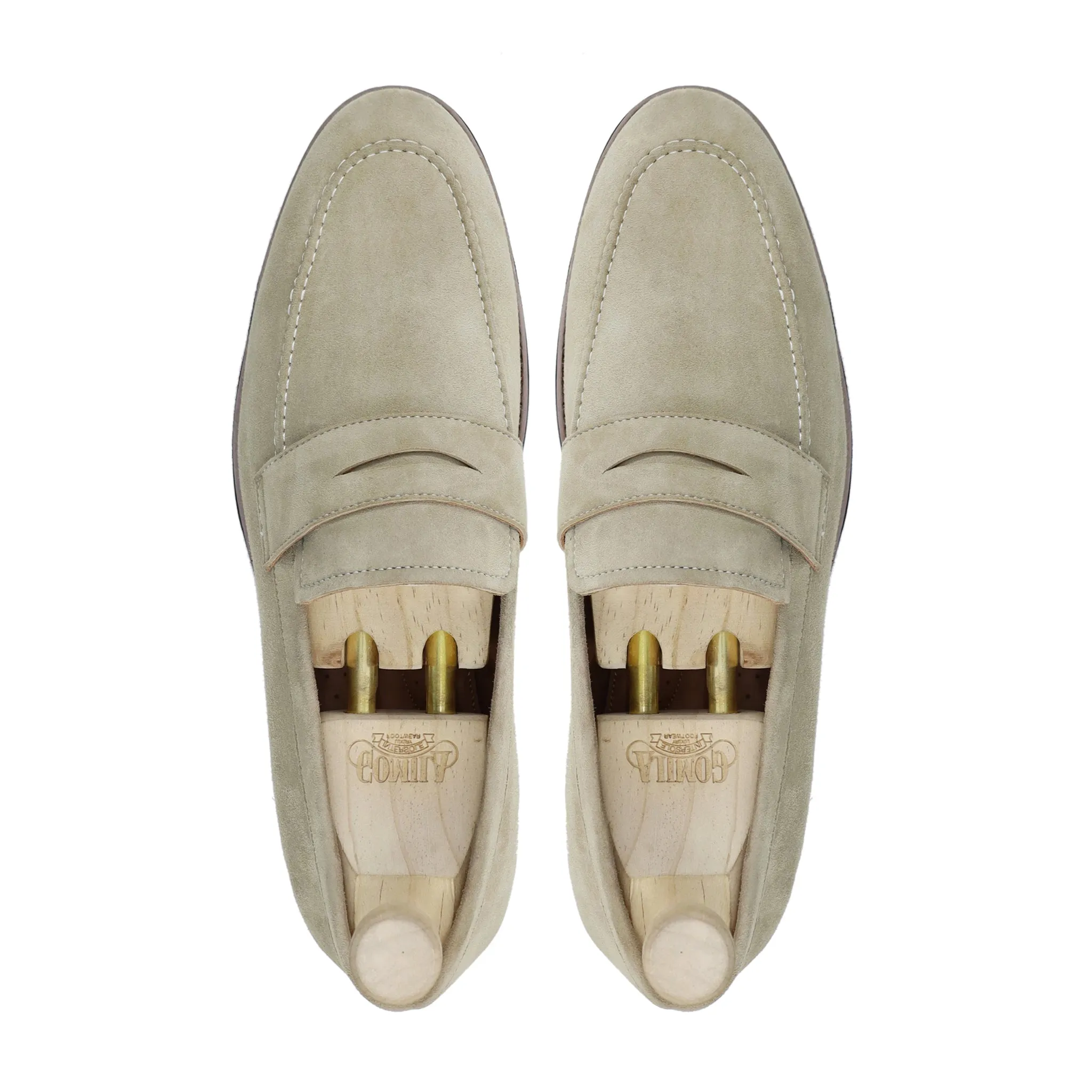 Lodz - Men's Beige Kid Suede Loafer