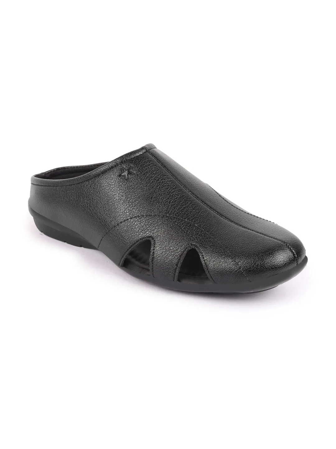 Men Black Back Open Outdoor Slip-On Slipper Sandals