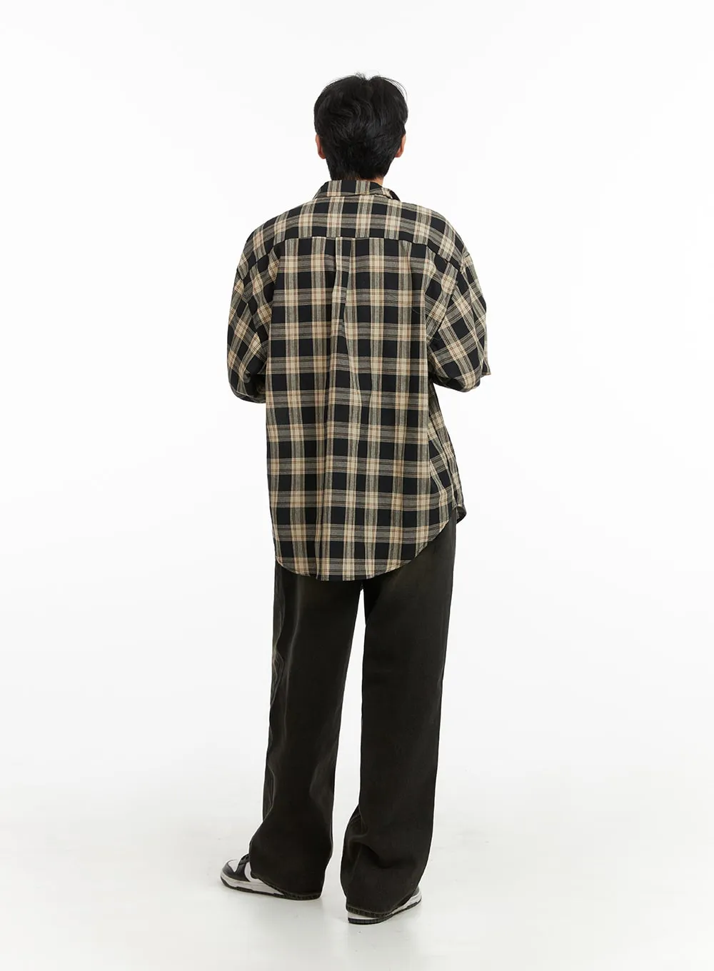 Men's Checkered Buttoned Collared Shirt IA402