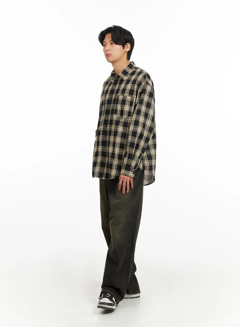 Men's Checkered Buttoned Collared Shirt IA402