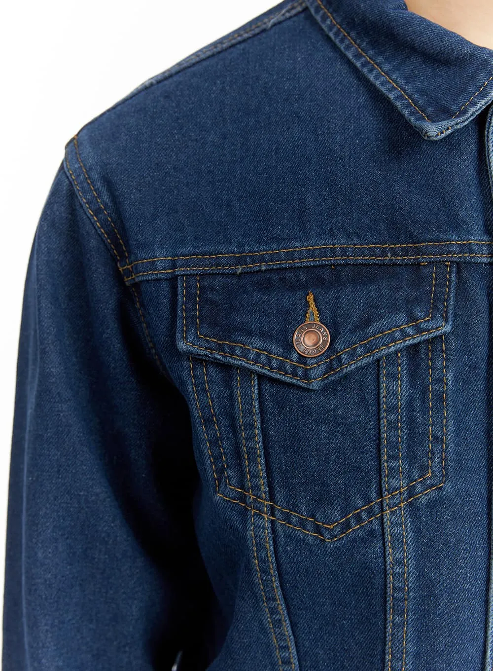 Men's Solid Button Denim Jacket IA402