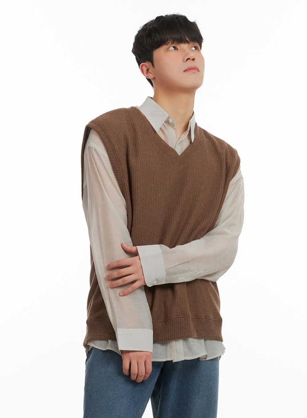 Men's Solid Knit Sweater Vest IA402