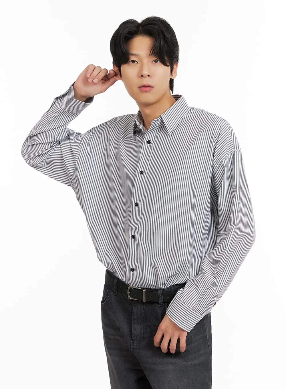 Men's Stripe Collared Shirt IA402