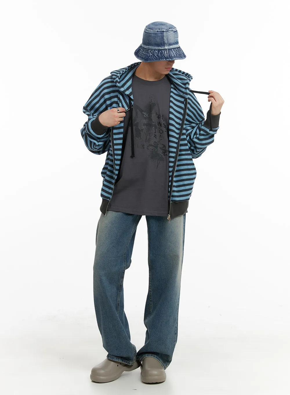 Men's Striped Hoodie Jacket IA401