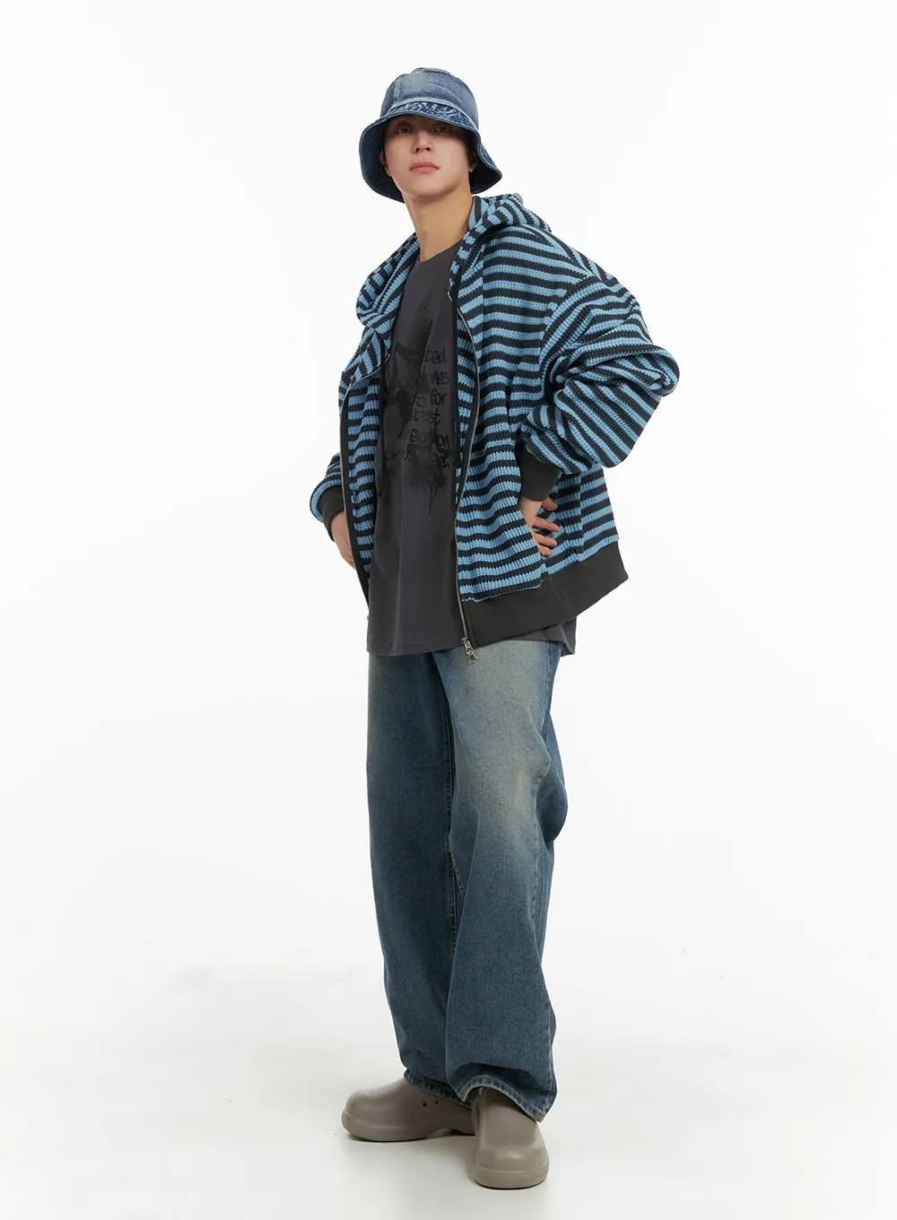 Men's Striped Hoodie Jacket IA401