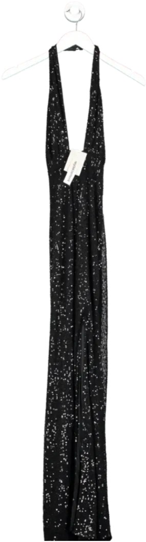 NA-KD Black Halterneck Keyhole Detail Maxi Dress UK XS