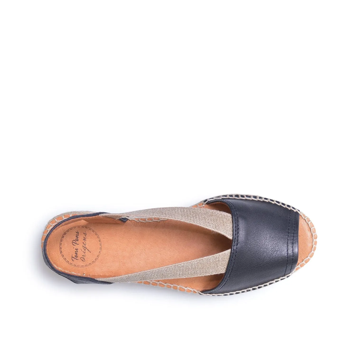 Plain Leather Wedge Espadrille for Women - Etna