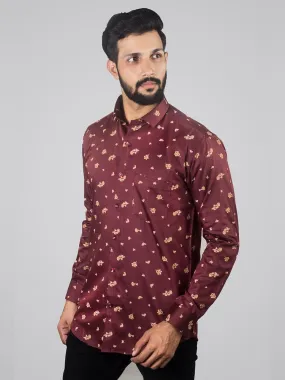 Printed Shirts for Men - Floral Printed Spread Collar Shirt