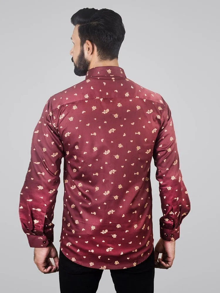 Printed Shirts for Men - Floral Printed Spread Collar Shirt