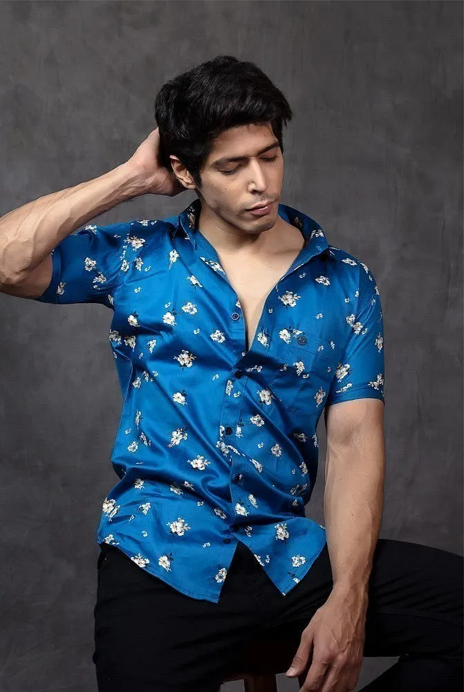 Printed Shirts for Men - Floral Printed Spread Collar Shirt