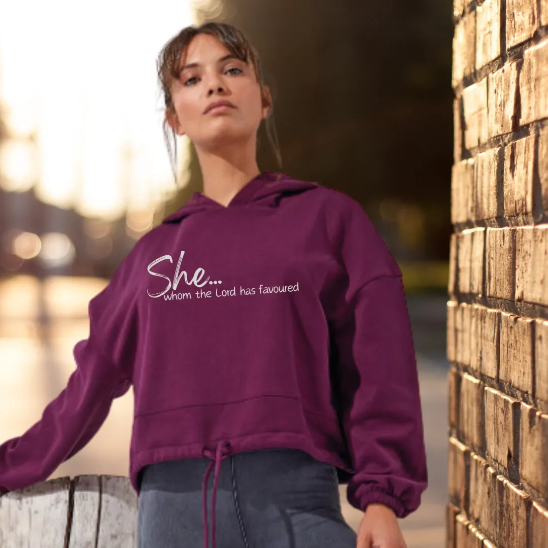 She...Whom the Lord Favoured Crop Hoodie