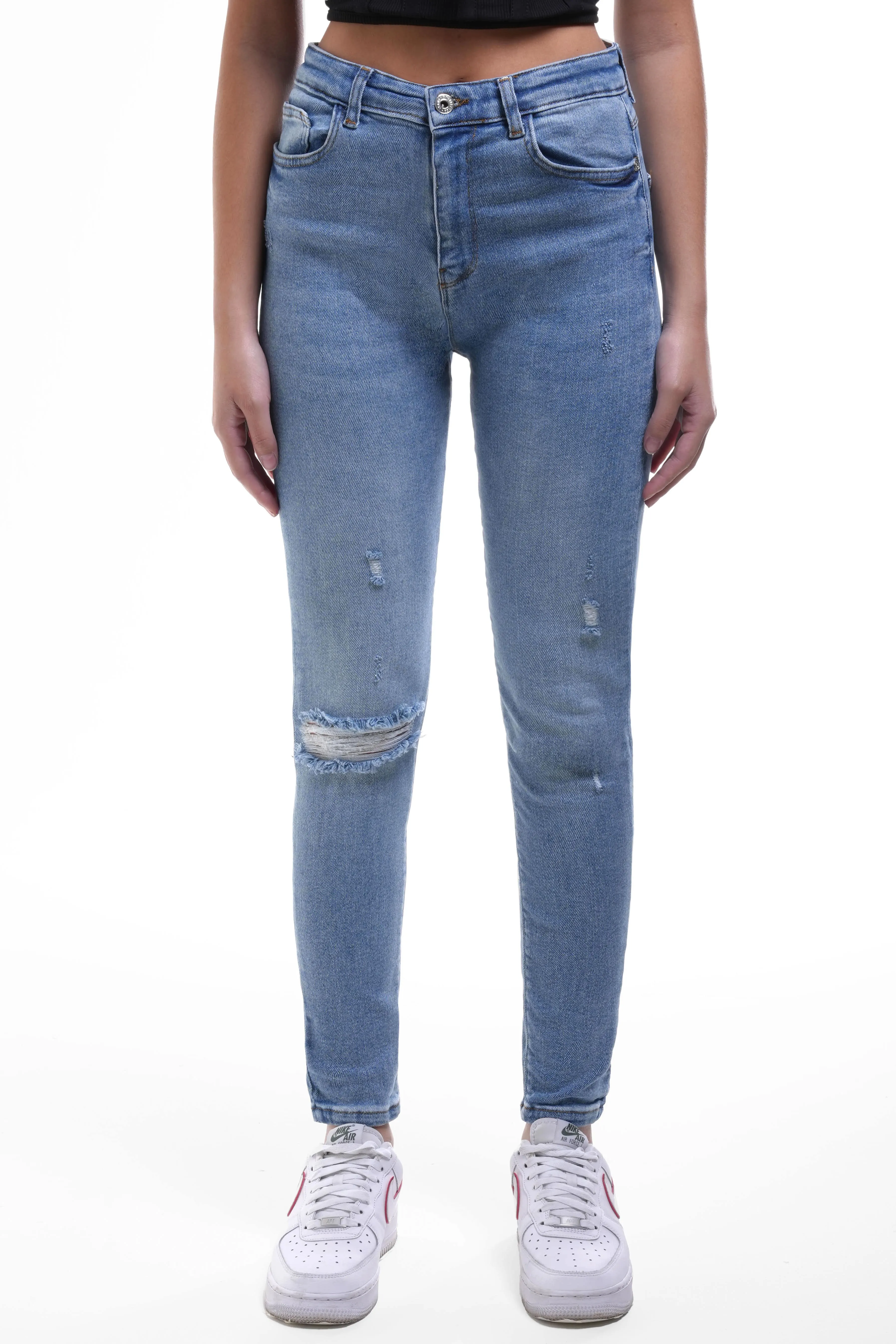 Skinny Ripped Light Blue Women Jeans