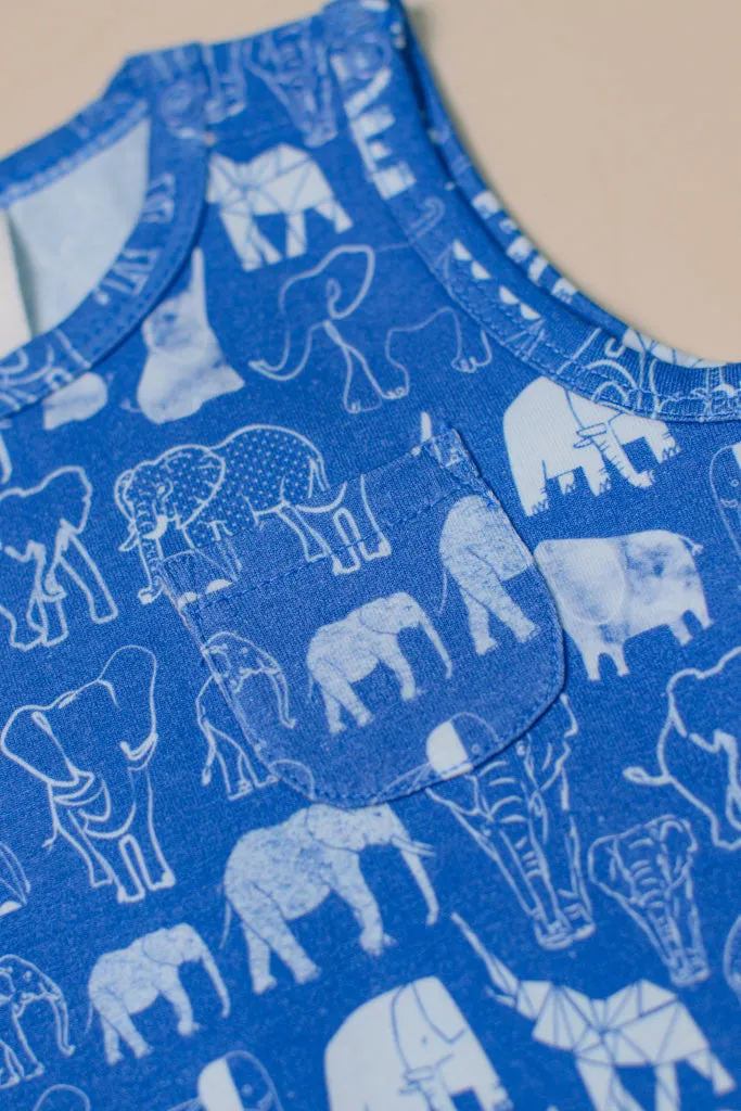 Sleeveless Romper - Blue Elephant Families