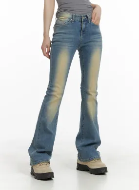 Slim Fit Washed Bootcut Jeans CA402