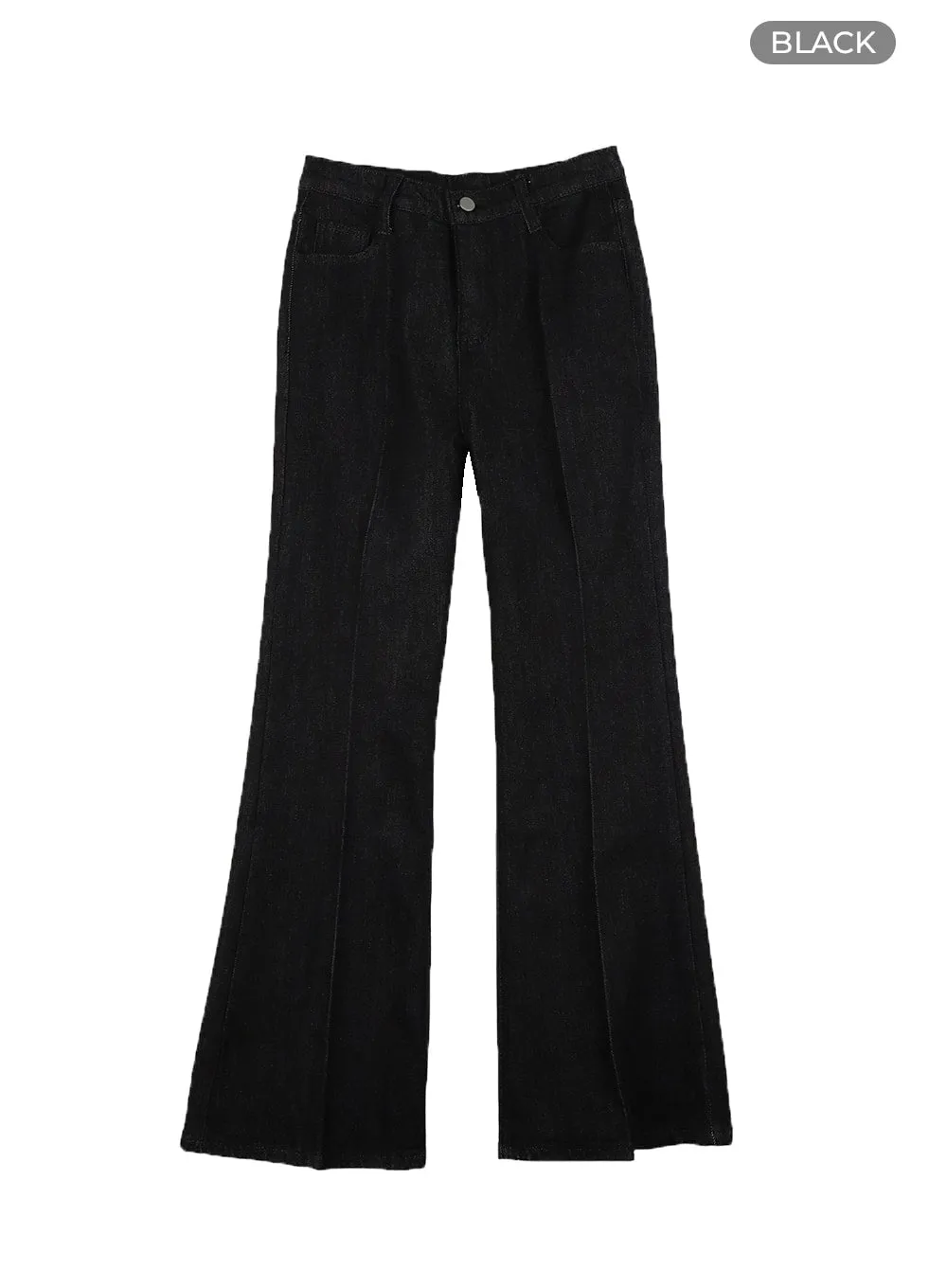 Solid Semi-Flared Jeans OM419