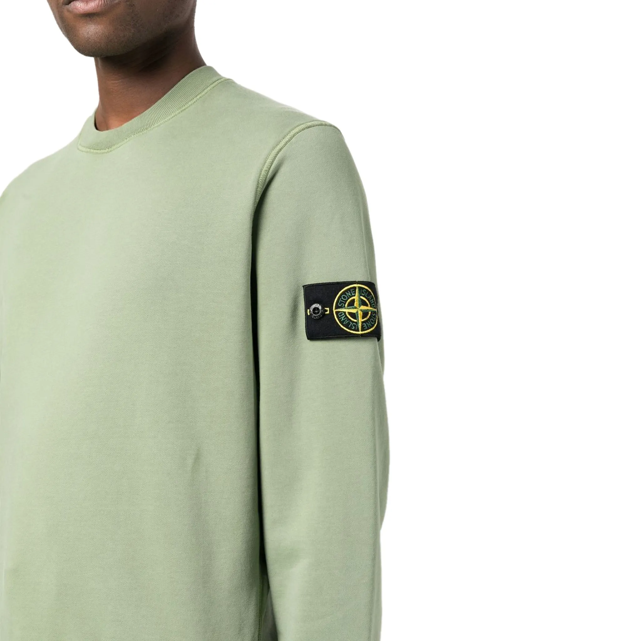 Stone Island Fleece Badge Sleeve Sweatshirt Sage Green