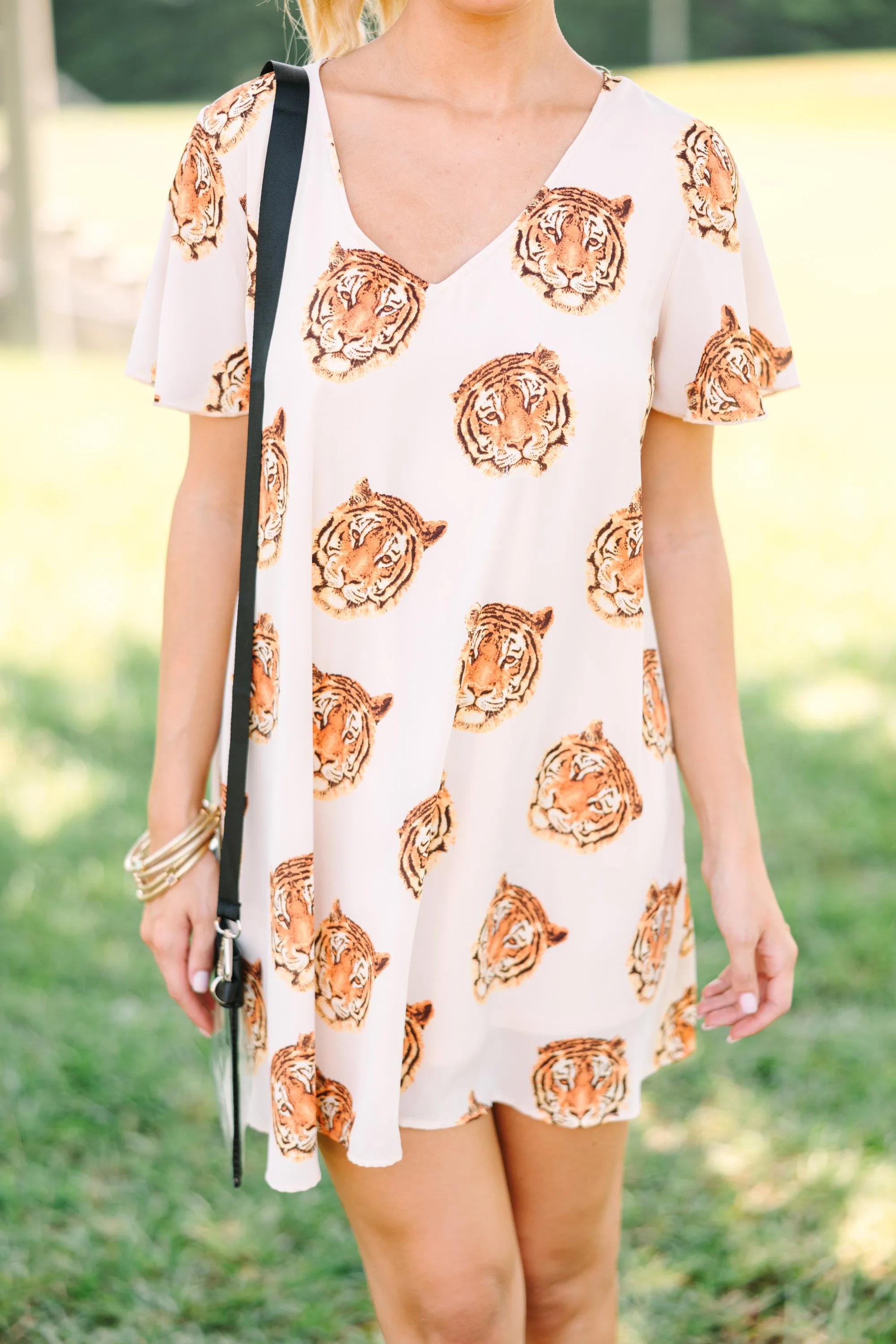 The Kinsley Taupe Tiger Print Shift Dress