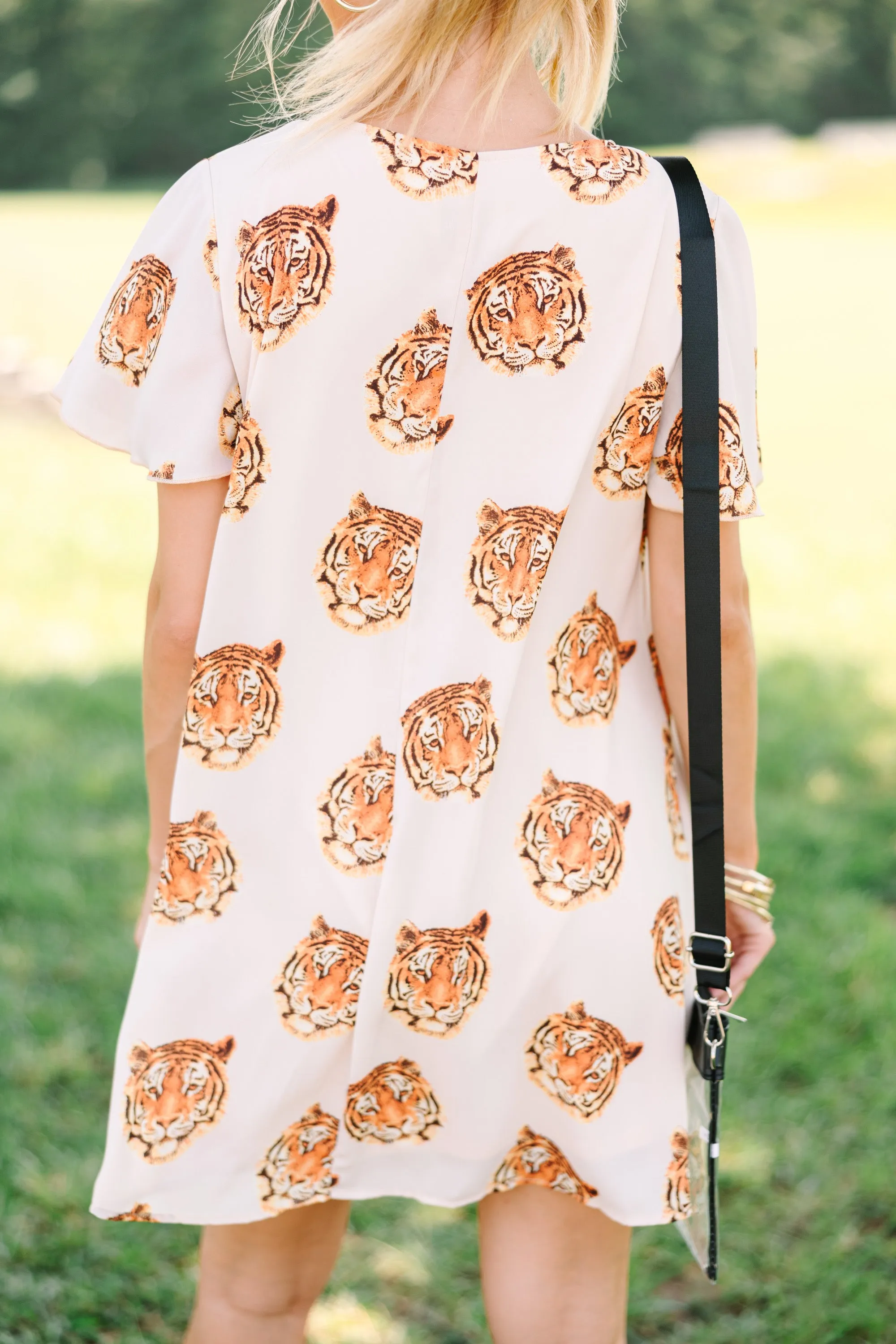 The Kinsley Taupe Tiger Print Shift Dress