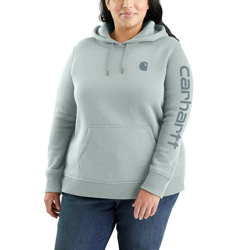 'Carhartt' Women's Clarksburg Sleeve Logo Hoodie - Dew Drop