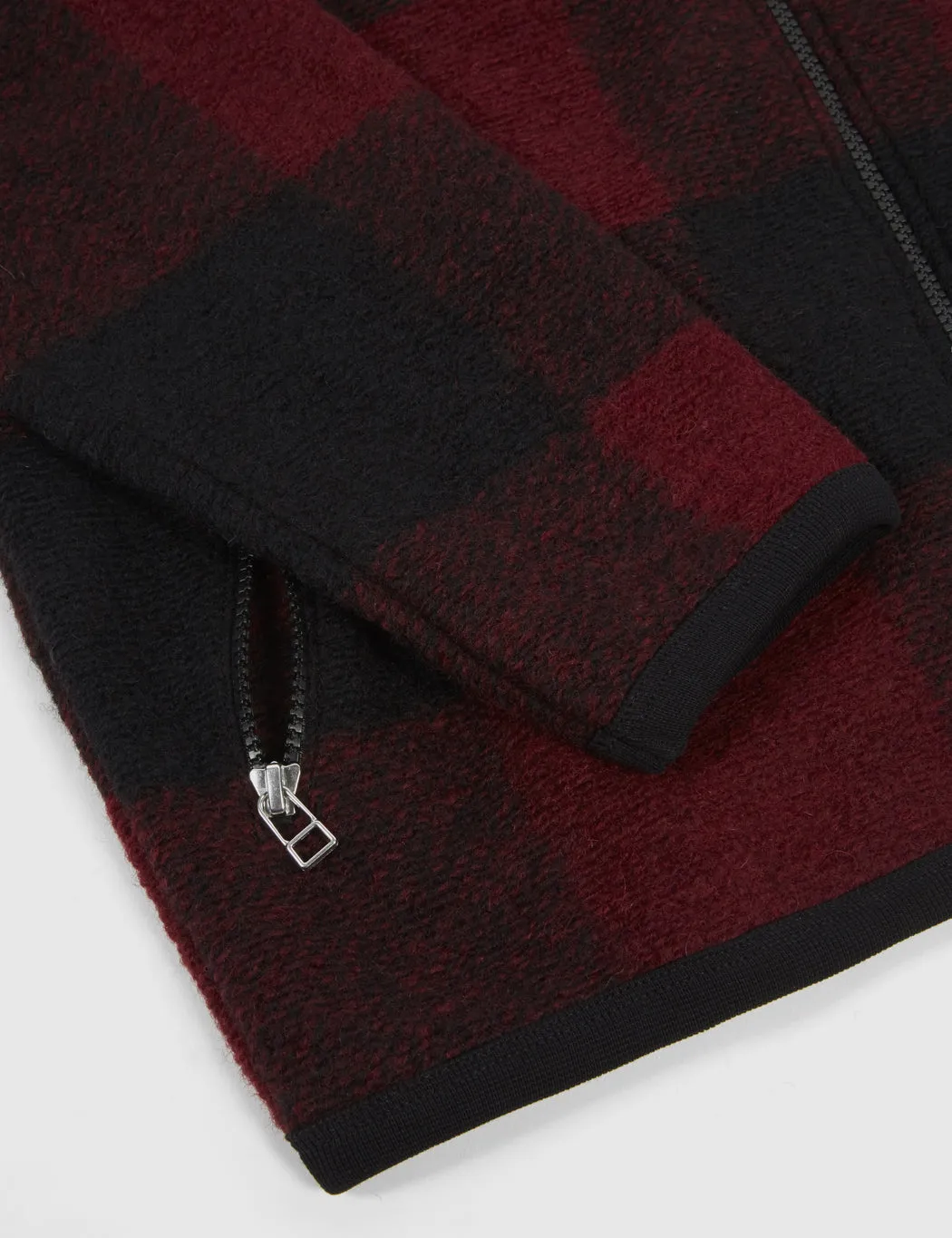 Universal Works Surfer Hoodie (Wool Fleece) - Red/Black Check