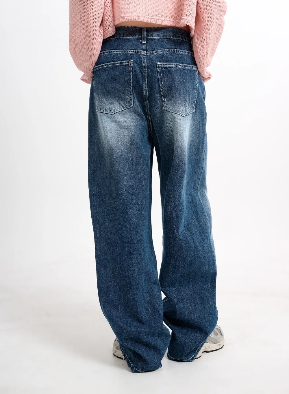 Washed Low Rise Baggy Jeans CM415