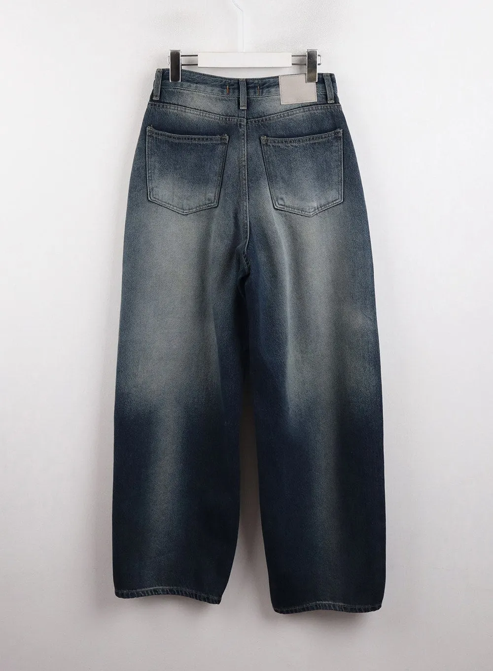 Washed Wide Leg Denim Jeans CJ418