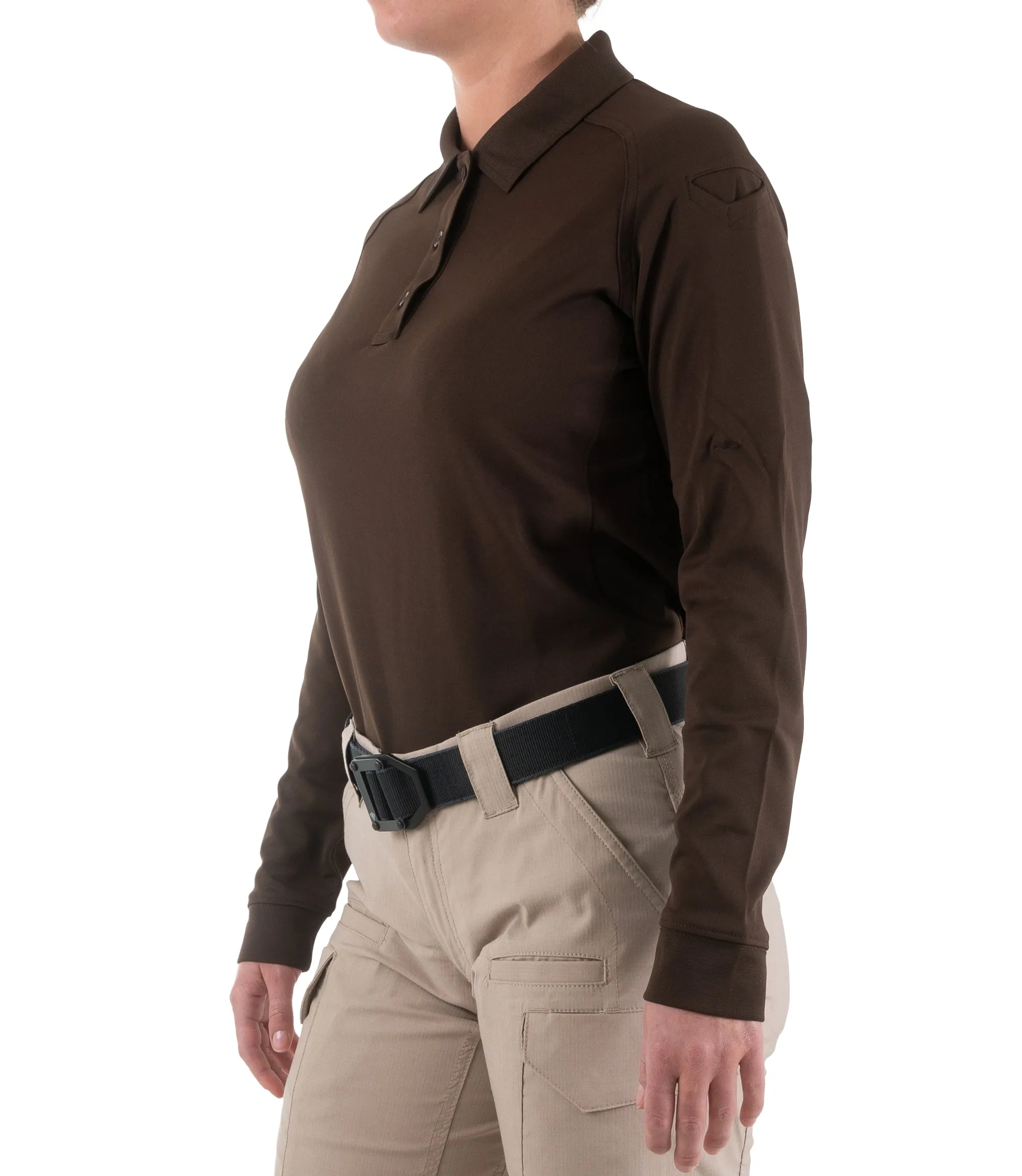 Women's Performance Long Sleeve Polo - Kodiak Brown