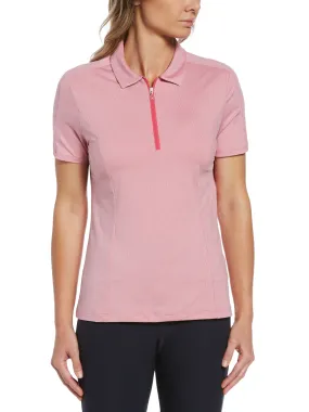 Womens Tonal Heather 1/4 Zip Polo